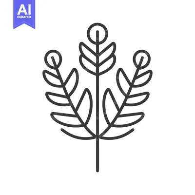 Aset desain premium: Stylized Plant with Three Branches and Circular Tops