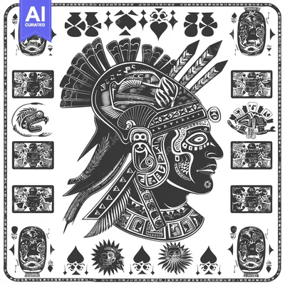 Aset premium populer: Stylized Portrait of an Indigenous Person with Ornate Headwear