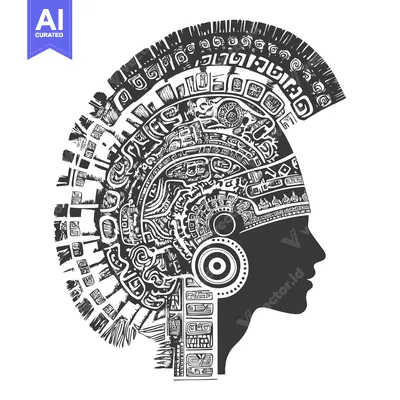 Stylized Profile of a Person with Ornate Headwear