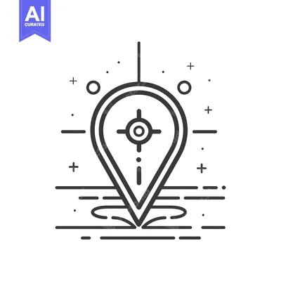 Aset desain premium: A Black and White Line Drawing of a Pin with a Target Inside