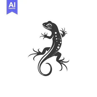 Stylized Silhouette of a Lizard with a Curled Tail