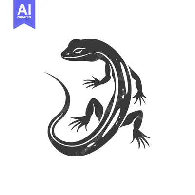 Aset premium populer: Stylized Silhouette of a Lizard with a Curved Tail