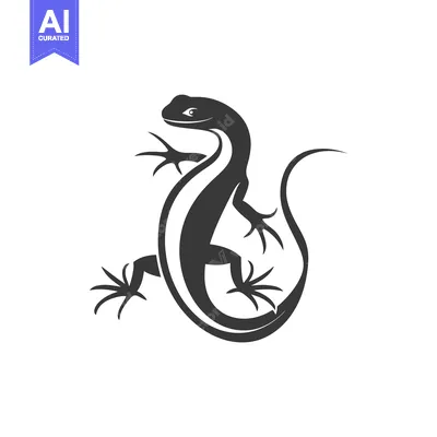 Aset premium populer: Stylized Silhouette of a Lizard with Curved Tail