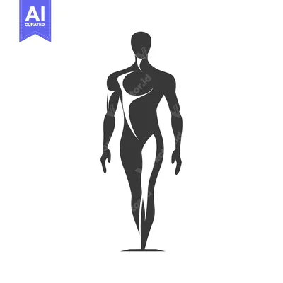 Aset desain premium: Stylized Silhouette of a Muscular Male Figure