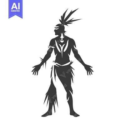 Aset desain premium: Stylized Silhouette of a Native American Warrior