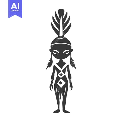 Stylized Silhouette of a Native American Woman in Traditional Clothing