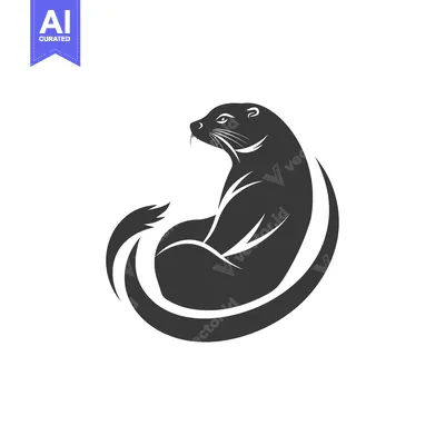 Aset premium populer: Stylized Silhouette of an Otter with Curled Tail