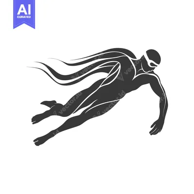 Stylized Silhouette of a Swimmer in Freestyle Stroke