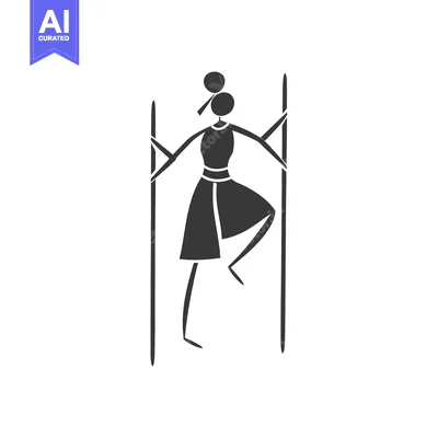 Aset premium populer: Stylized Silhouette of a Woman Holding Two Sticks