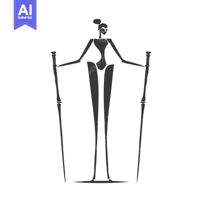 Popular premium asset: Stylized Silhouette of a Woman Holding Two Sticks