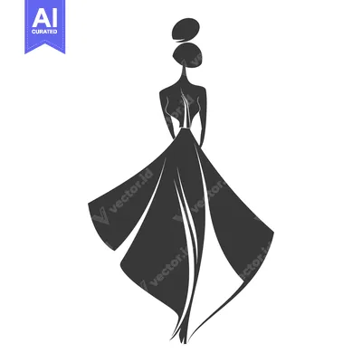Aset desain premium: Stylized Silhouette of a Woman in a Dress