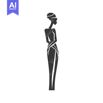Stylized Silhouette of a Woman in a Dress and Headscarf