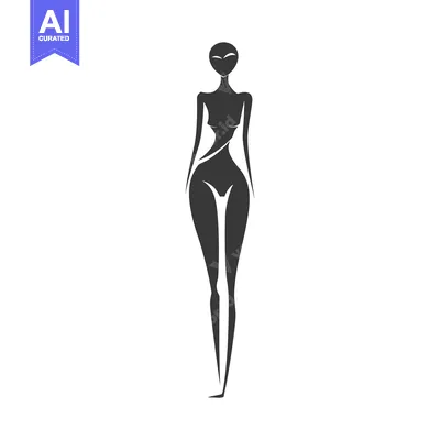 Stylized Silhouette of a Woman Standing with Arms at Her Sides