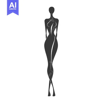 Aset desain premium: Stylized Silhouette of a Woman Standing with Crossed Legs