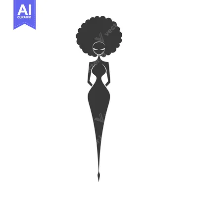 Aset premium populer: Stylized Silhouette of a Woman with an Afro Hairstyle