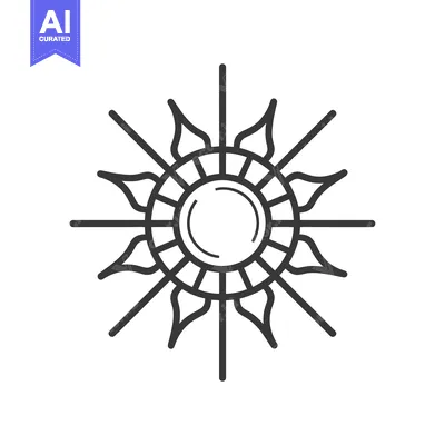Aset desain premium: Stylized Sun with Rays and Detailed Center