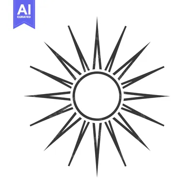 Aset desain premium: Stylized Sun with Sharp Rays and a Circular Center
