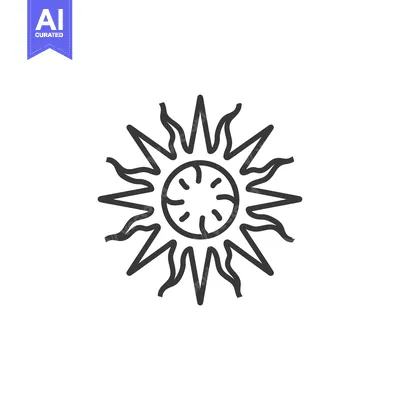 Premium design asset: Stylized Sun with Wavy Rays in a Circle