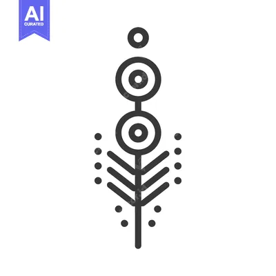 Aset desain premium: Stylized Tree with Concentric Circles and Dots