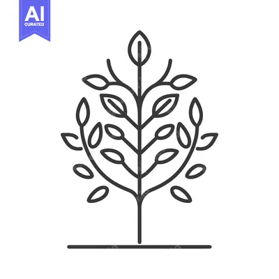 Aset desain premium: Stylized Tree with Multiple Branches and Leaves