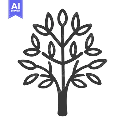 Aset desain premium: Stylized Tree with Numerous Branches and Leaves