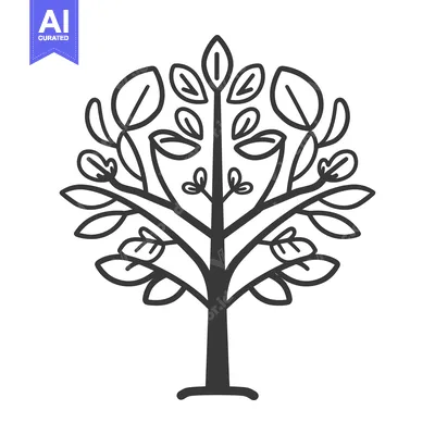 Aset premium populer: Stylized Tree with Symmetrical Branches and Leaves