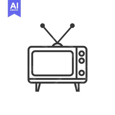 Aset desain premium: A Black and White Line Drawing of a Retro Television