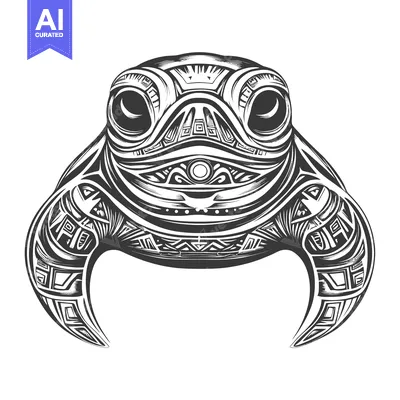 Stylized Tribal Frog with Geometric Pattern