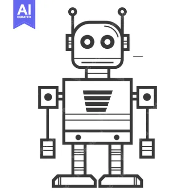 Popular premium asset: A Black and White Line Drawing of a Robot