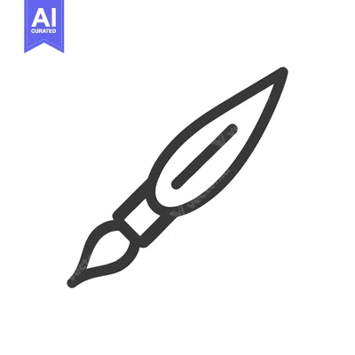 Minimalist Brush Icon: Sleek, Bold Outline on White Background