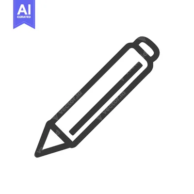 Aset desain premium: Simple Dark Gray Pencil Icon on White Background, Minimalist Design