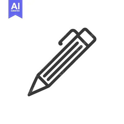 Aset desain premium: Minimalist Pencil Icon: Bold Outline on White Background, Writing Tool