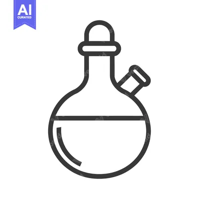 A black and white line drawing of a round-bottom flask with a side arm