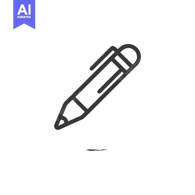 Premium design asset: Minimalist Pencil Icon: Dark Outline on White Background, Writing Tool