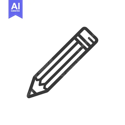 Premium design asset: Minimalist Pencil Icon: Bold Outline on White Background, Writing Tool