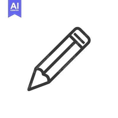 Aset desain premium: Minimalist Pencil Icon: Bold Outline on White Background, Education Sy