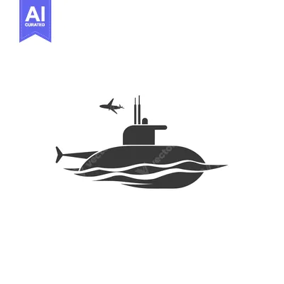 Aset desain premium: Submarine and Airplane in the Ocean