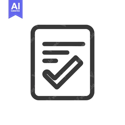 Completed Document Icon: Dark Gray Checkmark on White Background