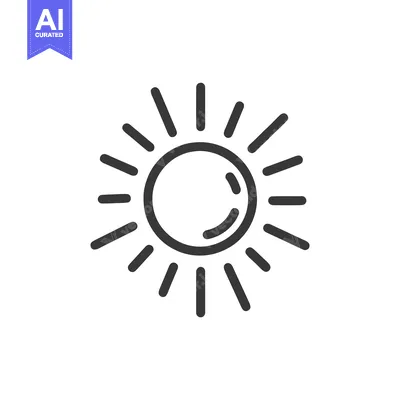 Minimalist Sun Icon with Radiating Rays on White Background