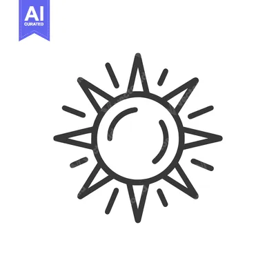 Aset desain premium: Minimalist Sun Icon: Geometric Rays and Circular Form