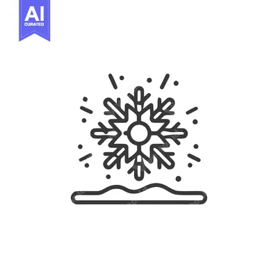 Aset desain premium: Minimalist Snowflake Icon Above Snowdrift, Winter Season Symbol