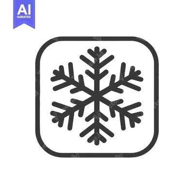 Minimalist Snowflake Icon in Rounded Square Frame, Dark Gray on White