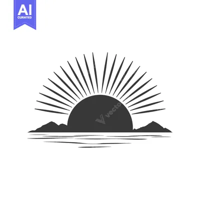 Aset desain premium: Sunset over Mountains and Ocean