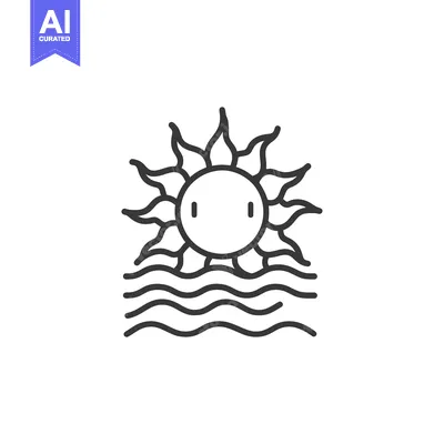 Aset desain premium: Sun Setting Over Wavy Water