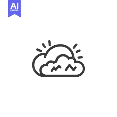 Sun Shining Through Cloudy Sky with Lightning Bolts Icon