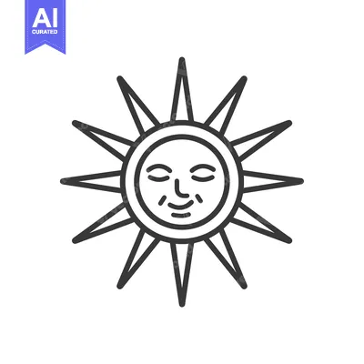 Sun with a Smiling Face and Rays