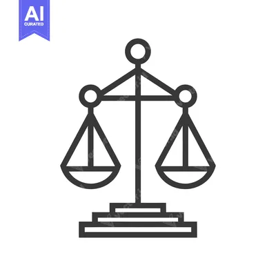 Aset desain premium: A Black and White Line Drawing of a Scale of Justice