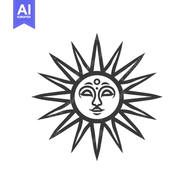 Sun with Human Face and Rays