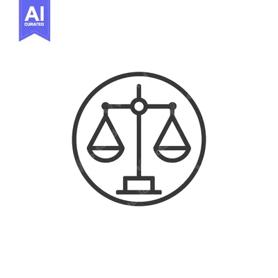 Premium design asset: A Black and White Line Drawing of a Scale of Justice Inside a Circle