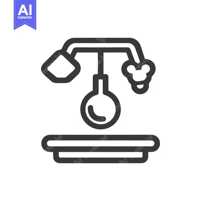 Aset desain premium: Minimalist Icon of Laboratory Apparatus with Flask and Stand